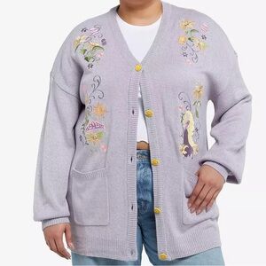 Disney Tangled Rapunzel & Flowers Girls Cardigan Size‎ Hot Topic